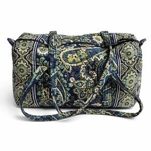 Vera Bradley Rhythm & Blues Large Travel Duffel Bag Blue Green Paisley Quilted